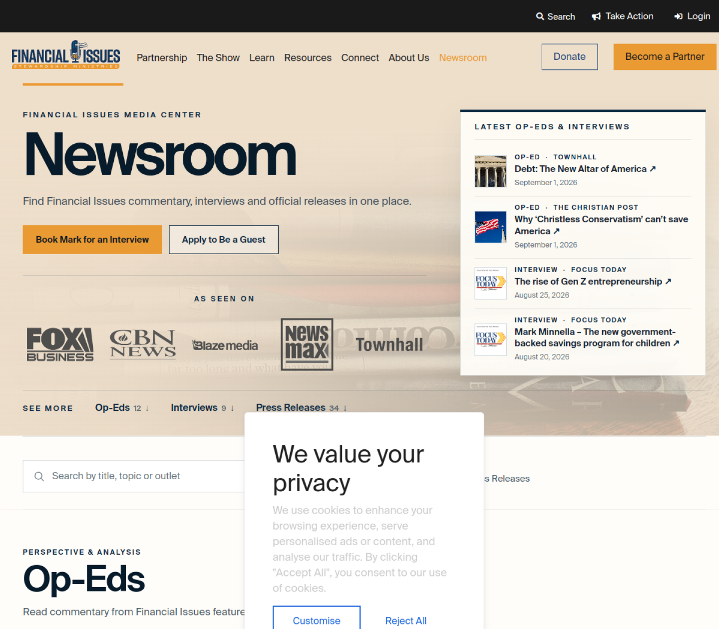 FISM Newsroom — project interface